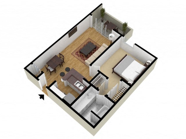 Spacious 1 Bed 1 Bath Floor Plan at The Chadwick, Los Angeles, California